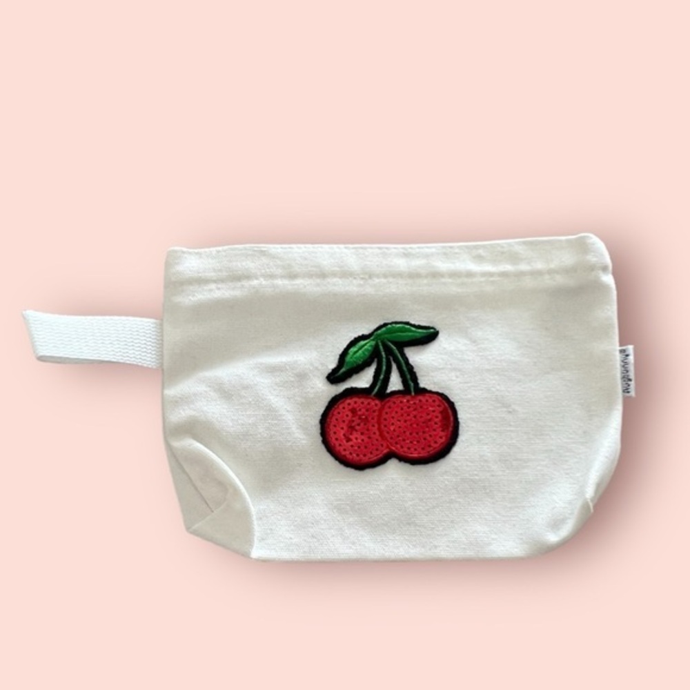 Canvas Pouch with Cherry Patch